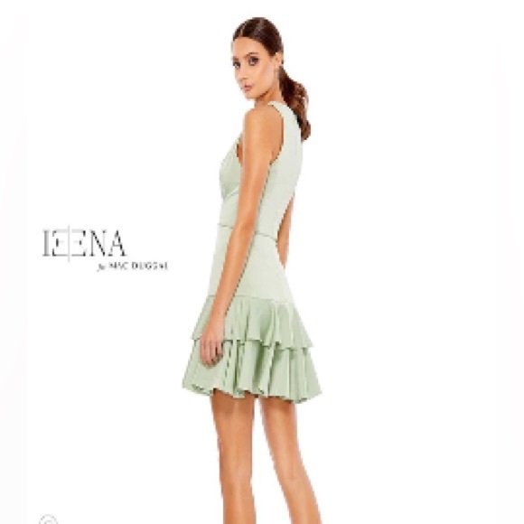 Ieena For Mac Duggal Dresses & Skirts - IEENA for Mac Duggal Sage Green Tiered Ruffle Dress Size 2 Cocktail NWOT